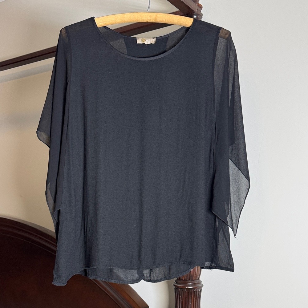 M - Made in Italy - Elegant Sheer Black Women's Top